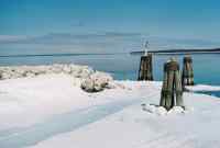 Our little breakwater, and Lake Huron.